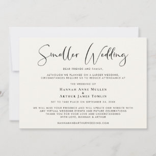 Faire-part Crème élégante pour Mariage de taille réduite