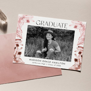 Faire-part Cristaux d'aquarelle Quartz Rose Photo Diplôme