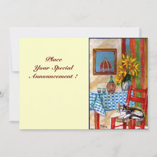 Faire-part CUISINE ITALIENNE À FLORENCE, Bleu Rouge