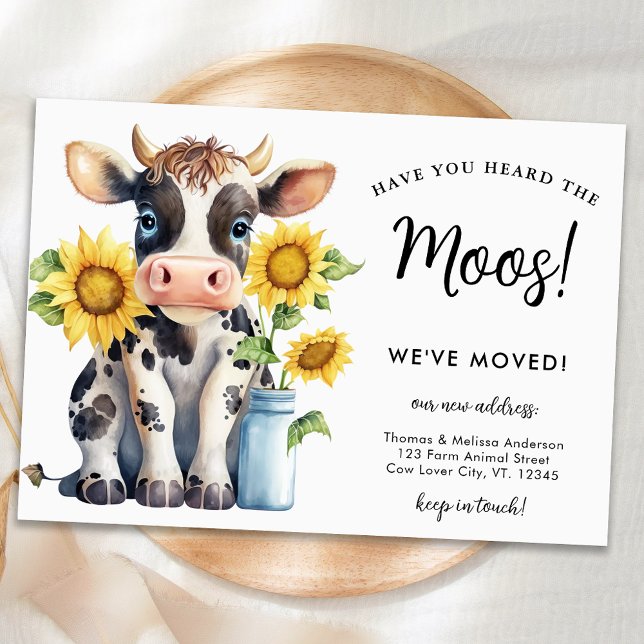 Faire-part Cute Cow Nouvelle adresse Nous avons déplacé le pa (Créateur téléchargé)