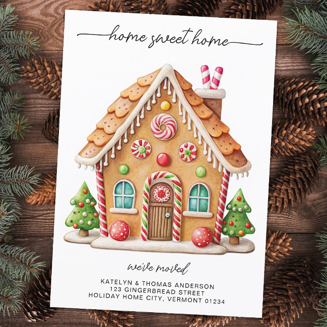 Faire-part Cute Gingerbread Maison Nouvelle Adresse Holiday M (Créateur téléchargé)