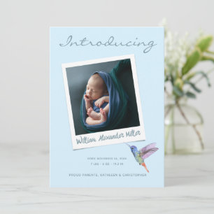 Faire-part Cute Instant Photo Moderne Multiples 3 photos Nais