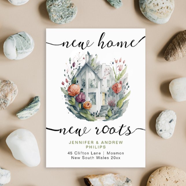 Faire-part Cute Retro Moving New Home Aquarelle Calligraphie (Créateur téléchargé)