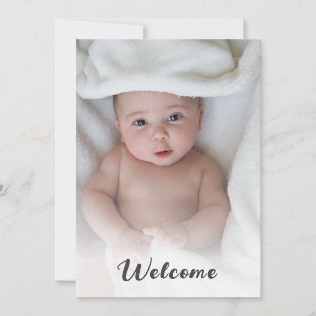 Faire-part Cute Simple Bonjour Bébé Photo personnalisée Naiss (Devant)