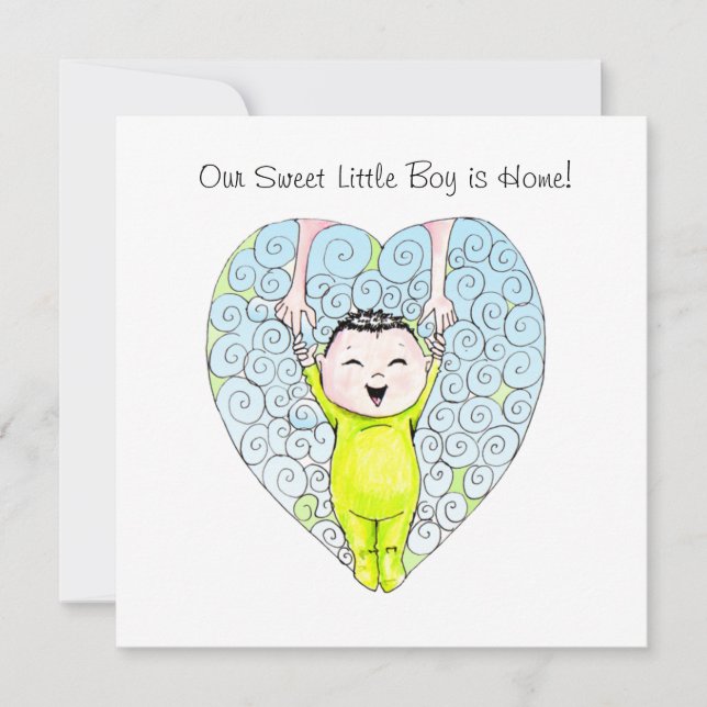 Faire-part d'adoption chinoise pour garçons (Devant)