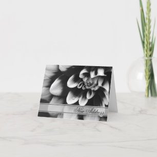 Faire-part Dahlia noir et blanc Changement d'adresse