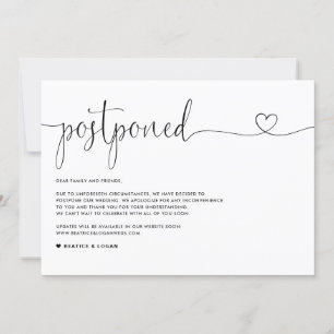 Faire-part Dainty Script Changement de plans Report Mariage