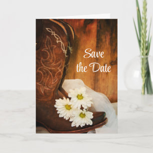 Faire-part Daisies Cowboy Boots Western Wedding Enregistrer l