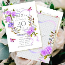 Faire-part d'anniversaire 40 ans Ruban de Rose Vio