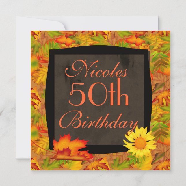 Faire-part d'anniversaire 50 ans pour l'AUTOMNE (Devant)