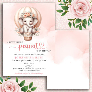 Faire-part d'anniversaire bébé aquarelle éléphant
