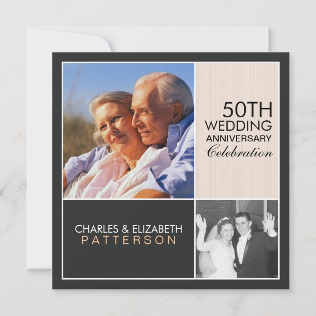 Faire-part d'anniversaire de mariage moderne Then  (Devant)