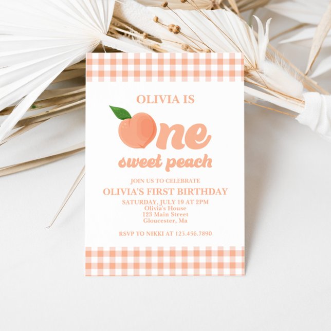 Faire-part d'anniversaire One Sweet Peach (Créateur téléchargé)