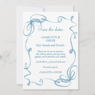 Faire-part d'annonce de mariage à ruban bleu aquar