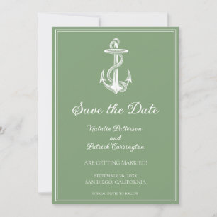 Faire-part d'annonce de mariage vert mousse nautiq