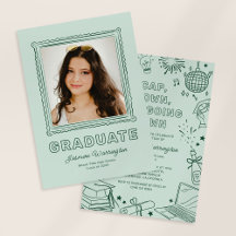 Faire-part d'annonce de remise de diplôme avec gri