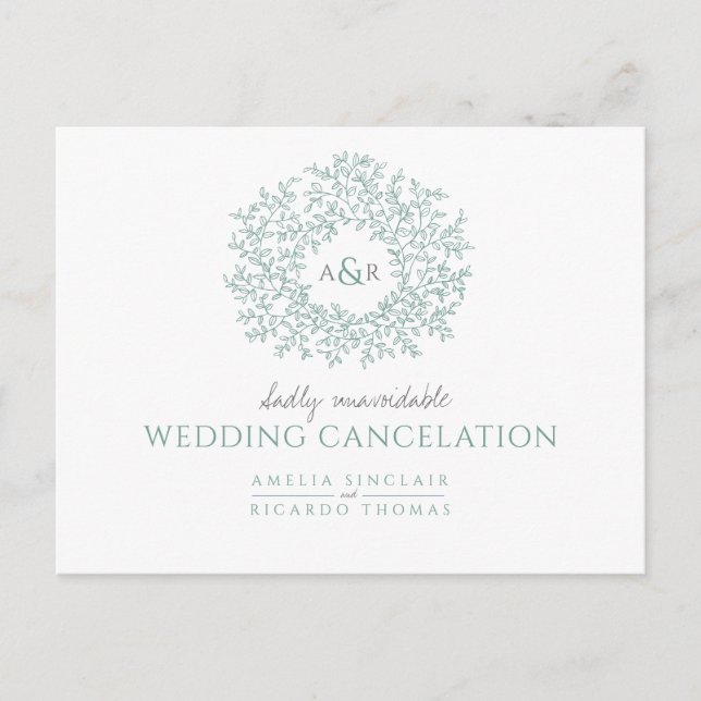 faire-part d'annulation de mariage au monogramme d (Devant)