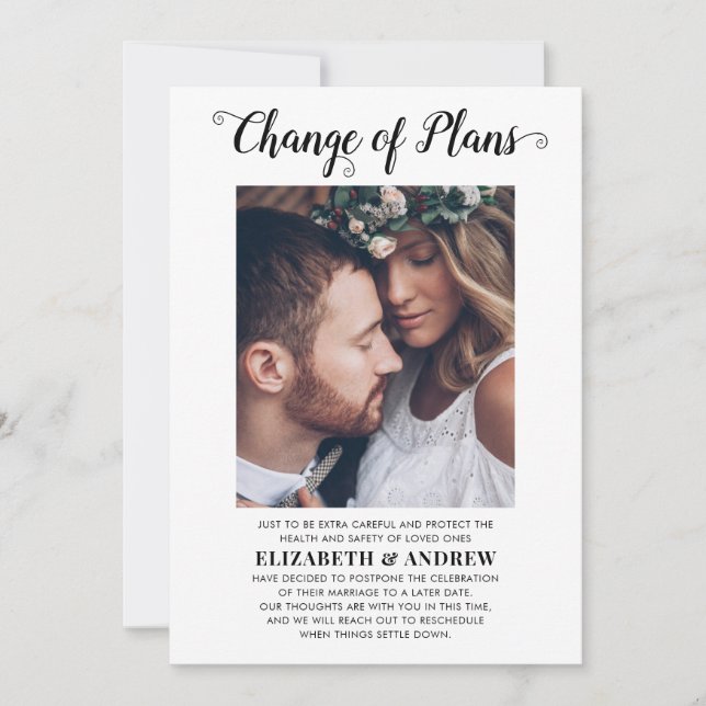 Faire-part Date de changement de plans Photo Report de mariag (Devant)