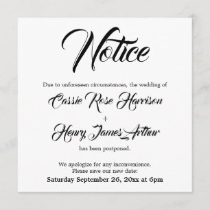 Faire-part d'avis de Mariage différé blanc