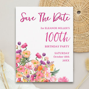 Faire-part de 100e anniversaire Floral Save the Da