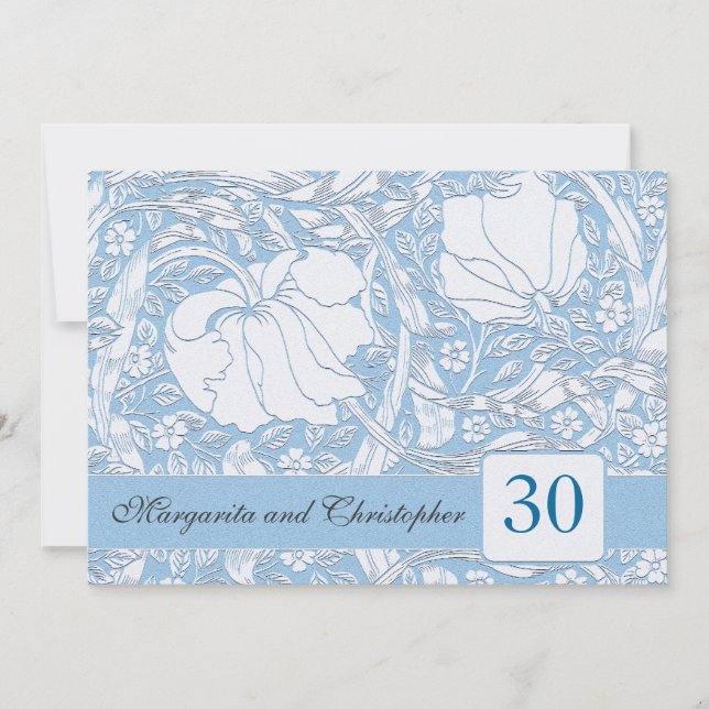 Faire-part de 30 ans de mariage invitations bleu c (Devant)