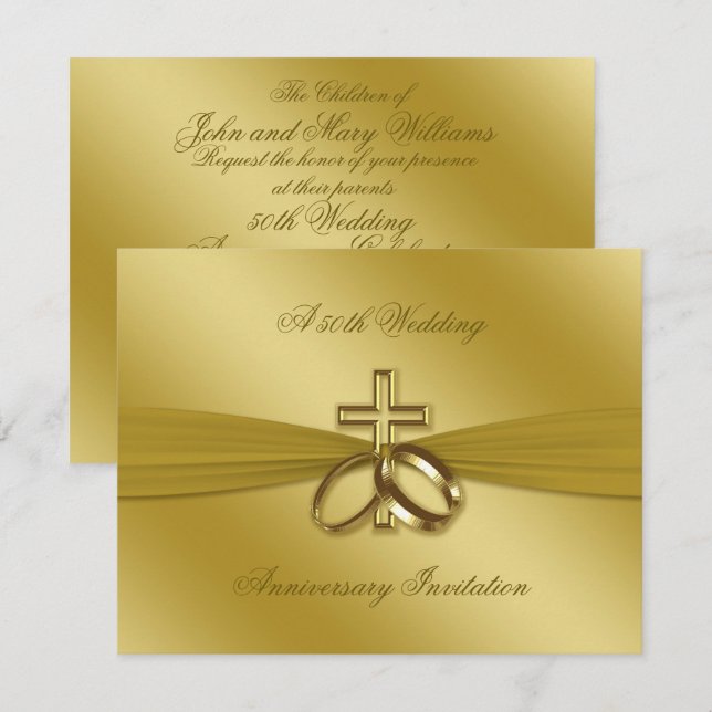 Faire-part de 50e anniversaire de mariage religieu (Devant / Derrière)