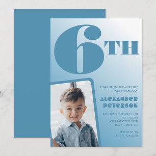 Faire-part de 6ème anniversaire avec un dégradé bl
