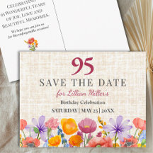 Faire-part de 95e anniversaire floral Jardin 95 an