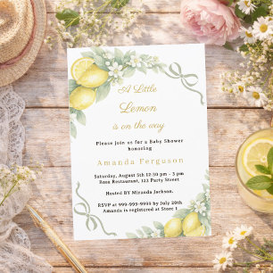 Faire-part de Baby Shower à ruban gingham été citr