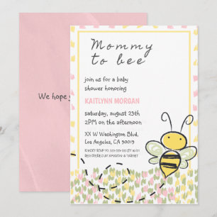 Faire-part de Baby shower abeille Fille rustique