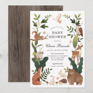 Faire-part de Baby Shower Animaux de la Forêt