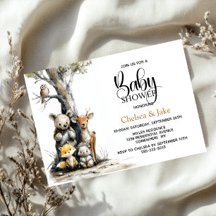 Faire-part de Baby Shower Animaux de la Forêt
