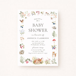 Faire-part de Baby Shower Animaux de la Forêt de B