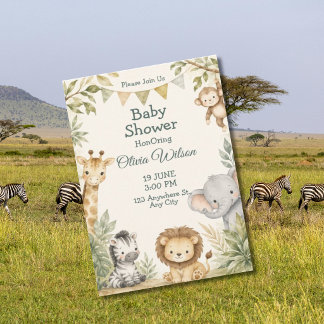 Faire-part de Baby Shower Animaux de la Jungle Mig