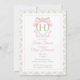 Faire-part de Baby Shower au ruban rose et au blas