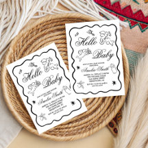 Faire-part de Baby Shower avec Cupidon et un gobel
