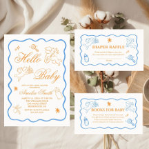 Faire-part de Baby Shower avec Cupidon et une tass