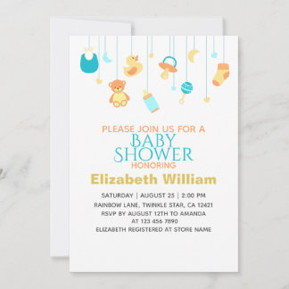 Faire-part de Baby Shower avec des décorations élé