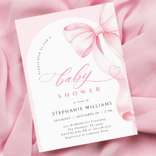 Faire-part de Baby Shower avec Ruban Rose