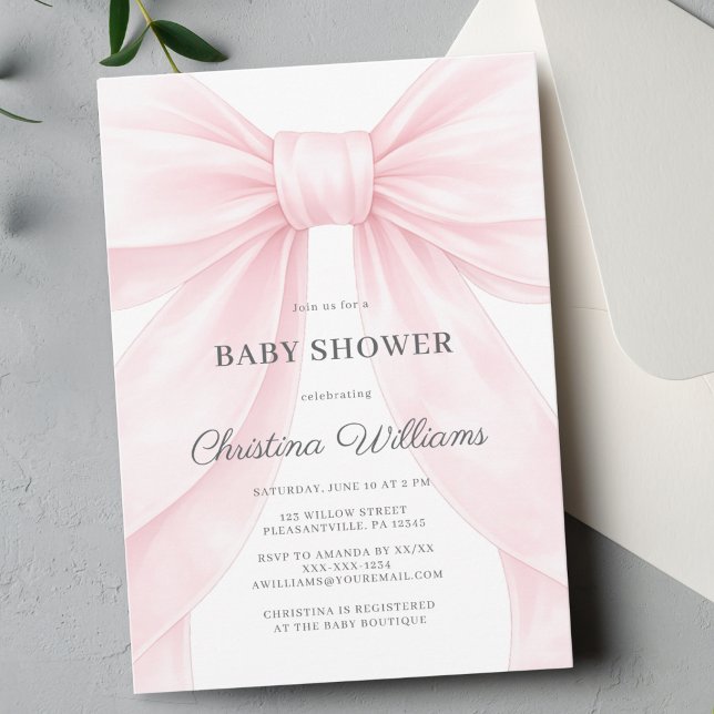 Faire-part de Baby Shower avec un Nœud Rose 🎀💕 (Créateur téléchargé)