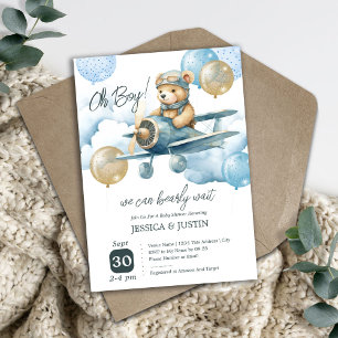 Faire-part de Baby Shower avion Ourson