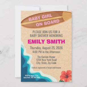 Faire-part de Baby Shower Baby Girl Board Planche