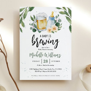 Faire-Part de Baby Shower Baby Is Brewing Greenery