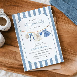 Faire-part de Baby Shower "Bébé en Jean Bleu"