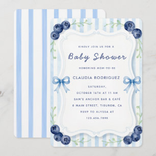 Faire-part de Baby Shower Bleu Bleuet Aquarelle