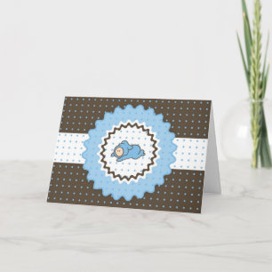 Faire-part de Baby Shower - Bleu et marron