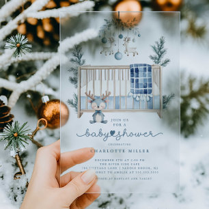 Faire-part de Baby Shower Bleu Hiver