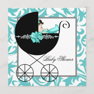 Faire-part de Baby Shower Bleu Sarcelle pour Bébé
