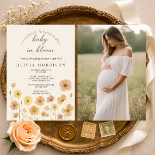 Faire-Part de Baby Shower Bohème avec Photo de Béb