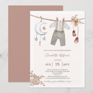 Faire-part de Baby Shower Bohème Vêtements pour Bé